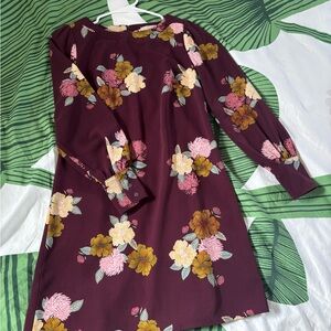 Loft Floral Burgundy Dress